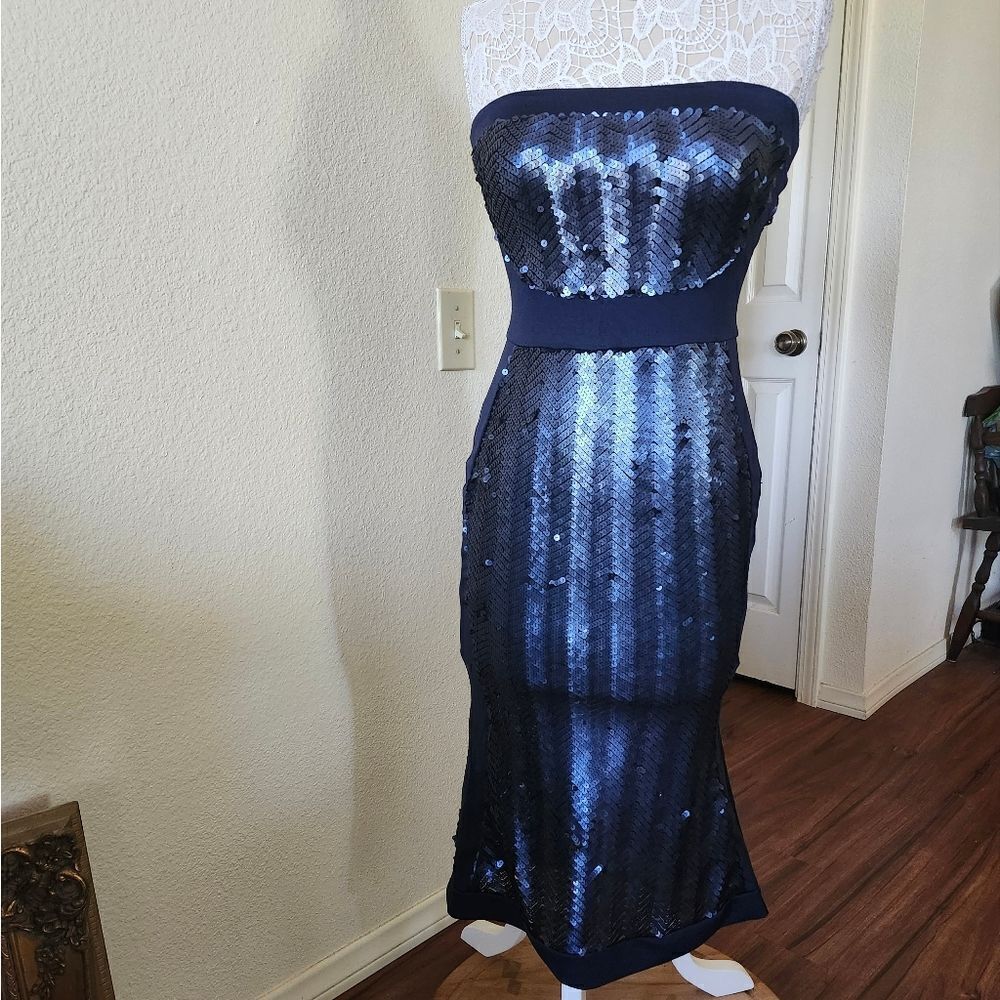 Entry Strapless Bodycon Sequin Gatsby Mermaid Dress Size Small